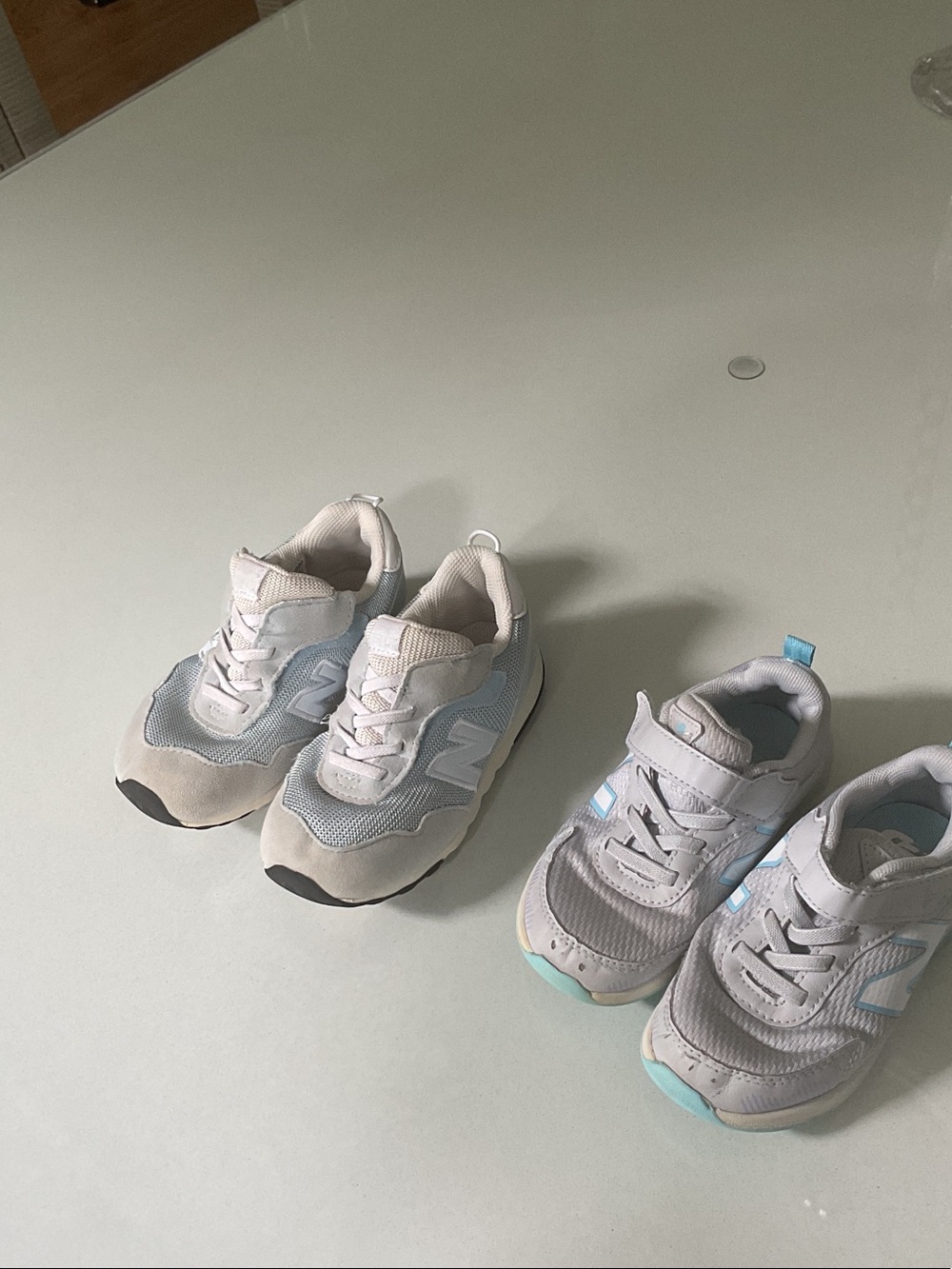 New Balance Kids' Light Gray & Pale Blue Sneakers bundle of 2 pairs